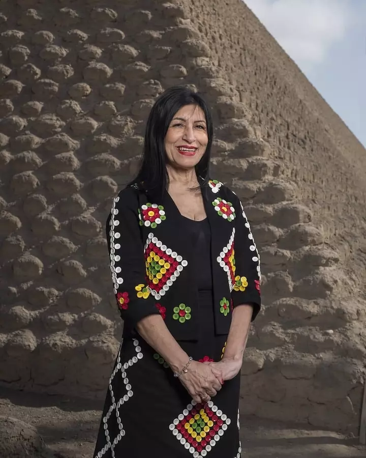 Maritza Villavicencio, historian and guide, at an archaeological site on Peru's northern coast